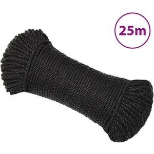 VidaXL Werktouw 6 mm 25 m polypropeen zwart