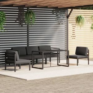 vidaXL - 6-delige - Loungeset - met - kussens - aluminium - antracietkleurig