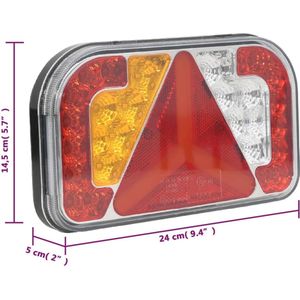 vidaXL Aanhangerlampen 2 st LED-lamp Rood 12 V 24x5x14,5 cm