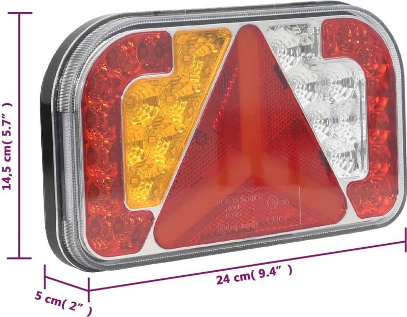 vidaXL Aanhangerlampen 2 st LED-lamp Rood 12 V 24x5x14,5 cm