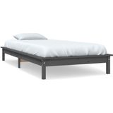vidaXL Bedframe massief grenenhout grijs 90x200 cm