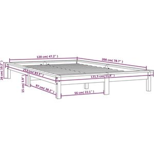 vidaXL-Bedframe-massief-grenenhout-honingbruin-120x200-cm