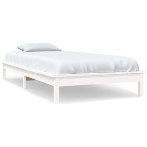 VidaXL Bedframe Massief Grenenhout Wit 90x190 cm - 3FT Single