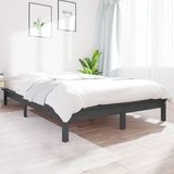 VidaXL Bedframe Massief Grenenhout Grijs 120x190 cm - 4FT Small Double