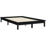 VidaXL Bedframe Massief Grenenhout Zwart 135x190 cm 4FT6 Double