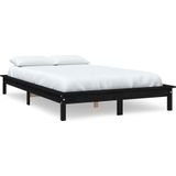 VidaXL Bedframe Massief Grenenhout Zwart 140x190 cm