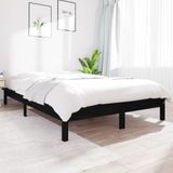 VidaXL Bedframe Massief Grenenhout Zwart 140x190 cm
