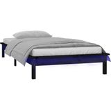 vidaXL Bedframe LED massief hout zwart 75x190 cm