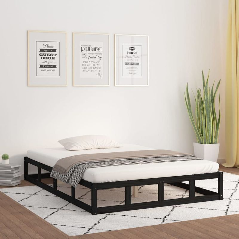Massivholzbett Schwarz 200x200 cm Vidaxl