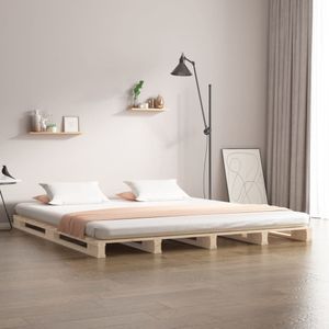vidaXL - Palletbed - massief - grenenhout - zwart - 120x190 - cm