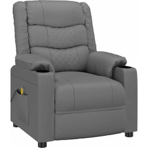 vidaXL Massagestoel - Kunstleer Grijs - Verstelbaar Ontwerp - Massagefunctie