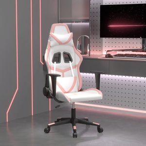 Gaming-Stuhl mit Massagefunktion Weiß und Rosa Kunstleder vidaXL
