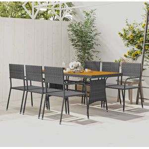 vidaXL 7-tlg. Garten-Essgruppe Poly Rattan Grau
