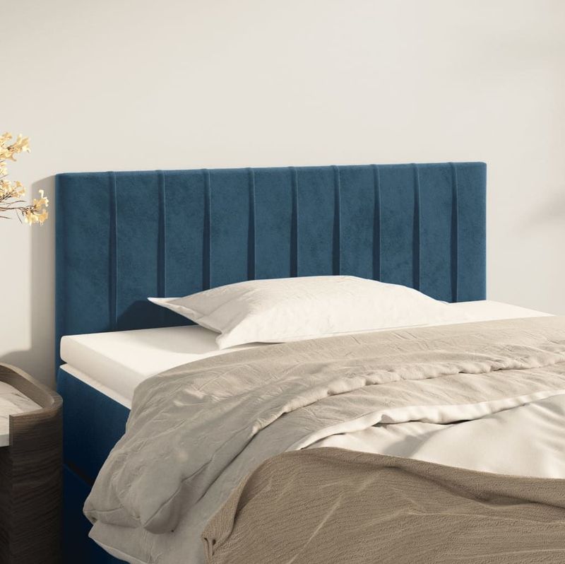 vidaXL - Hoofdbord - 80x5x78/88 - cm - fluweel - donkerblauw
