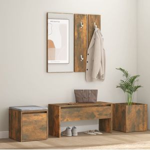 vidaXL Garderobe set bewerkt hout gerookt eikenkleurig