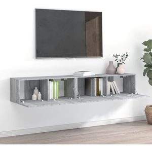 vidaXL - 2-delige - Tv-meubelset - bewerkt - hout - grijs - sonoma - eikenkleurig