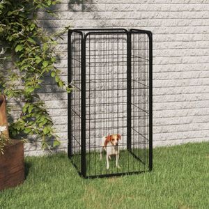 vidaXL - Hondenkennel - 4 - panelen - 50 - x - 100 - cm - gepoedercoat - staal - zwart