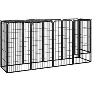 vidaXL - Hondenkennel - 10 - panelen - 50 - x - 100 - cm - gepoedercoat - staal - zwart