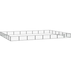 VidaXL Hondenkennel 28 panelen 100x50 cm gepoedercoat staal zwart