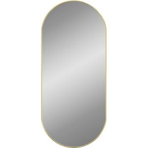 vidaXL Wandspiegel - Ovaal - Goudkleurig - Glas en PVC - 100x45 cm