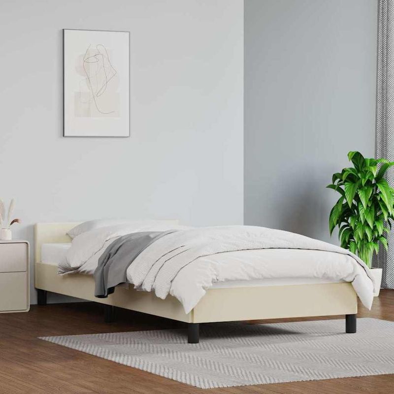 vidaXL Bettgestell mit Kopfteil ohne Matratze Creme 90x190 cm