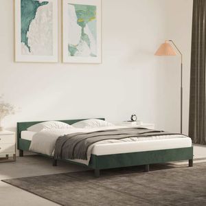 VidaXL Bedframe Hoofdeinde Fluweel Donkergroen 140x190 cm