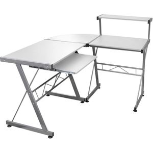 vidaXL - Hoekbureau - 132x112x99 - cm - bewerkt - hout - wit
