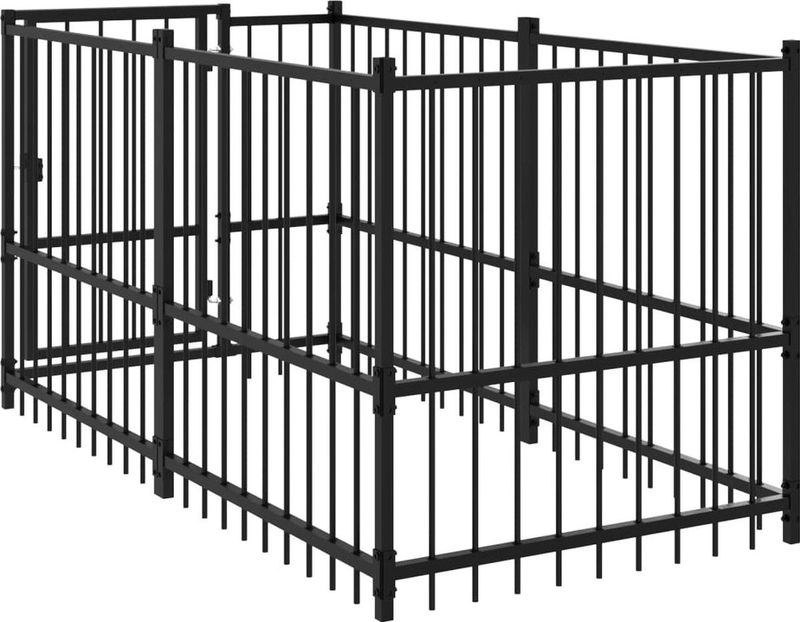 vidaXL Hundezwinger Schwarz 193,5x97x100 cm Stahl
