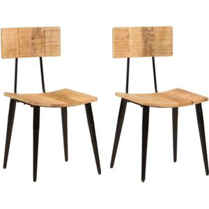 vidaXL - Eetkamerstoelen - Antieke Stijl - Massief Mangohout - 2 Stuks