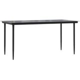 vidaXL Tuintafel 160x80x74 cm staal en gehard glas zwart