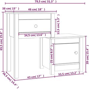 VidaXL Nachtkastje Massief Grenenhout 79,5x38x65,5 cm