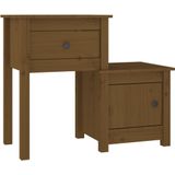 vidaXL Nachttische 2 Stk. Honigbraun 79,5x38x65,5cm Massivholz Kiefer