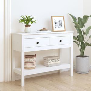vidaXL - Wandtafel - Wit - Massief Grenenhout - 100x35x75 cm