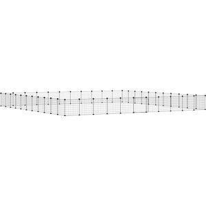 VidaXL Huisdierenkooi met deur 44 panelen 35x35 cm staal zwart