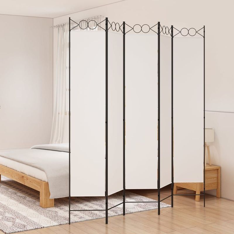 5-tlg. Paravent Weiß 200x220 cm Stoff Vidaxl