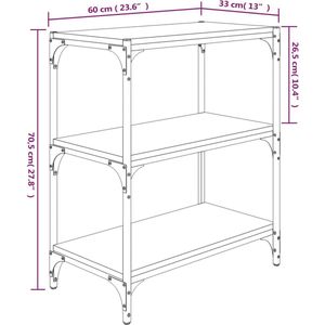 vidaXL-Boekenkast-60x33x70,5-cm-bewerkt-hout-en-staal-zwart