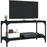 VidaXL TV-meubel 80x33x41 cm - Bewerkt Hout en Staal - Zwart