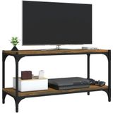 VidaXL TV-meubel 80x33x41 cm - Bewerkt Hout & Staal - Gerookt Eikenkleur