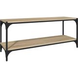 VidaXL TV-meubel 100x33x41 cm - Bewerkt Hout en Staal - Sonoma Eikenkleur