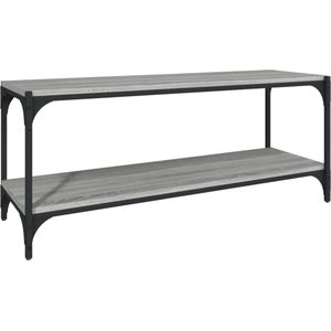 VidaXL TV-meubel 100x33x41 cm - Bewerkt Hout en Staal - Grijs Sonoma Eiken