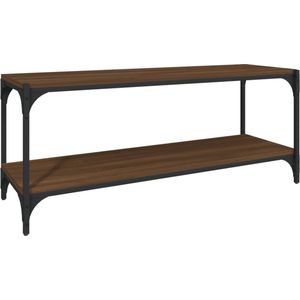 VidaXL TV-meubel 100x33x41 cm - Bewerkt Hout en Staal - Bruineikenkleurig