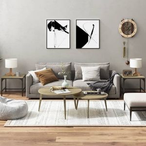 vidaXL - Bijzettafels - 2 - st - 40x40x35 - cm - bewerkt - hout - sonoma - eikenkleurig