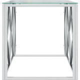 VidaXL Salontafel 110x45x45 cm - Roestvrij Staal en Glas
