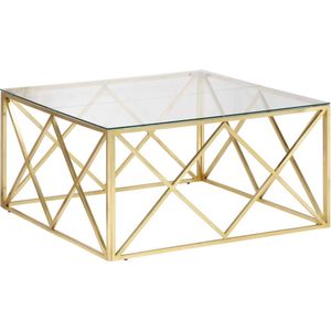vidaXL Couchtisch Golden Edelstahl und Hartglas