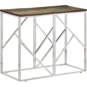 vidaXL - Wandtafel - roestvrij - staal - en - massief - gerecycled - hout - zilver
