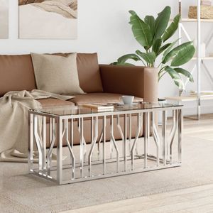 Salontafel roestvrijstaal en massief gerecycled hout goudkleur