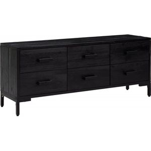 vidaXL - Opberkast - Zwart - Massief Grenenhout - 6 Lades