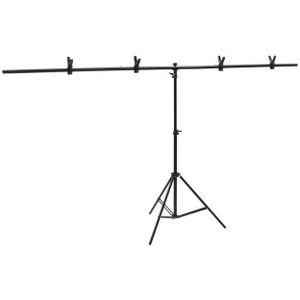 vidaXL Achtergrondstandaard - T-vormig - 201x60x70-200 cm - Zwart
