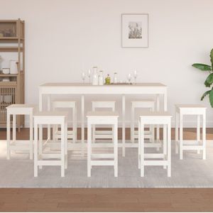 vidaXL - 9-delige - Barset - massief - grenenhout - wit