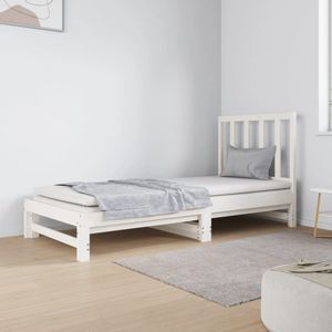 vidaXL Tagesbett Ausziehbar Weiß 2x(90x190) cm Massivholz Kiefer